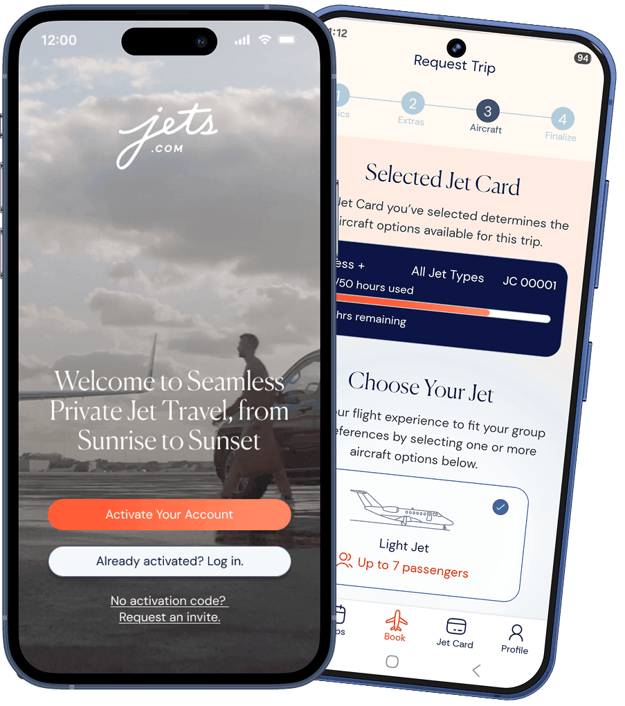 Jets.com app shown on iPhone and Android phones