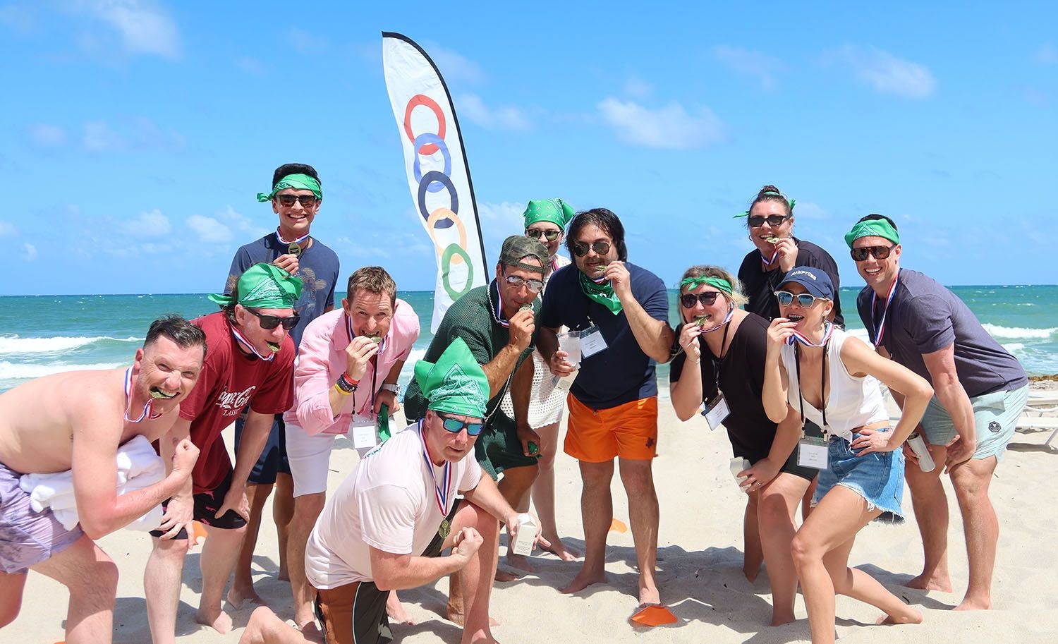 Jets.com members of the winning team after company beach games in Fort Lauderdale.