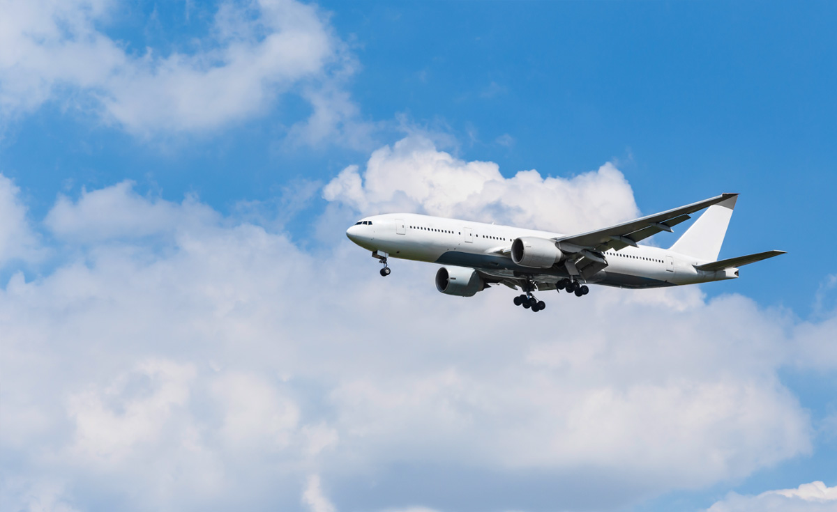 Group charter aircraft in the clouds