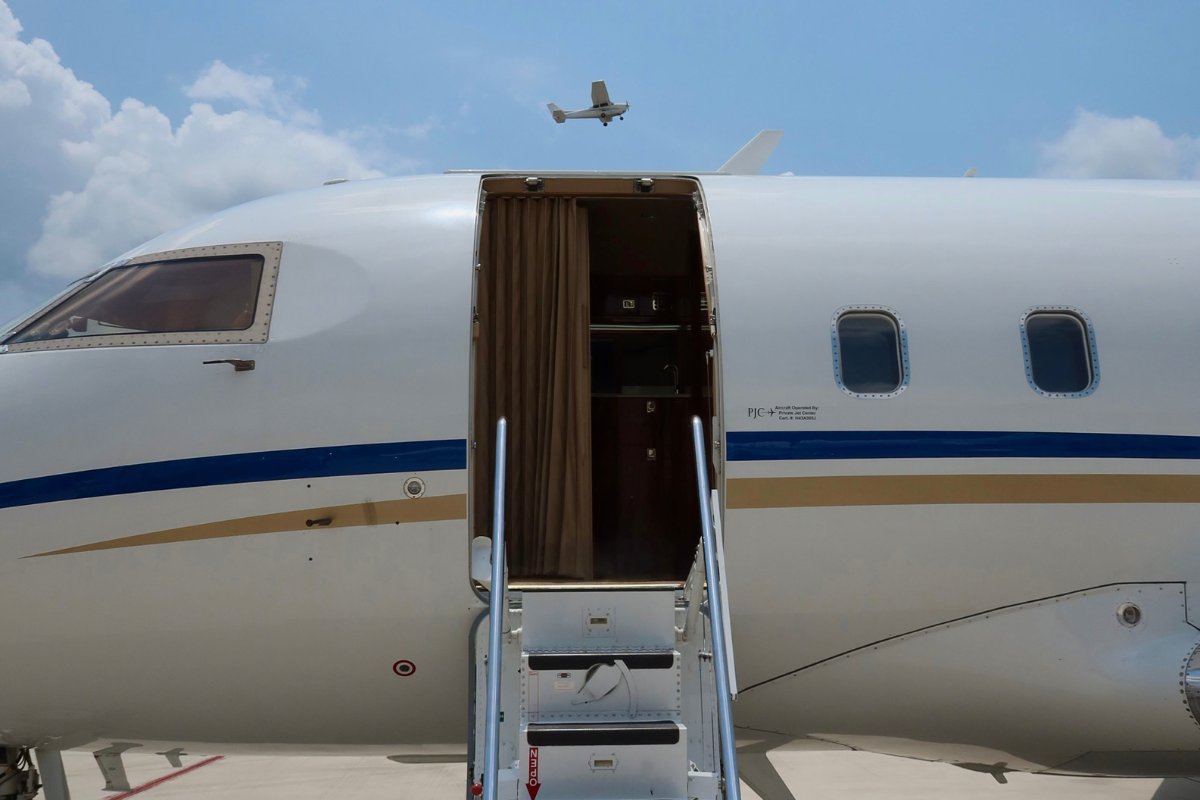 View of a private jet in Orlando, Florida.